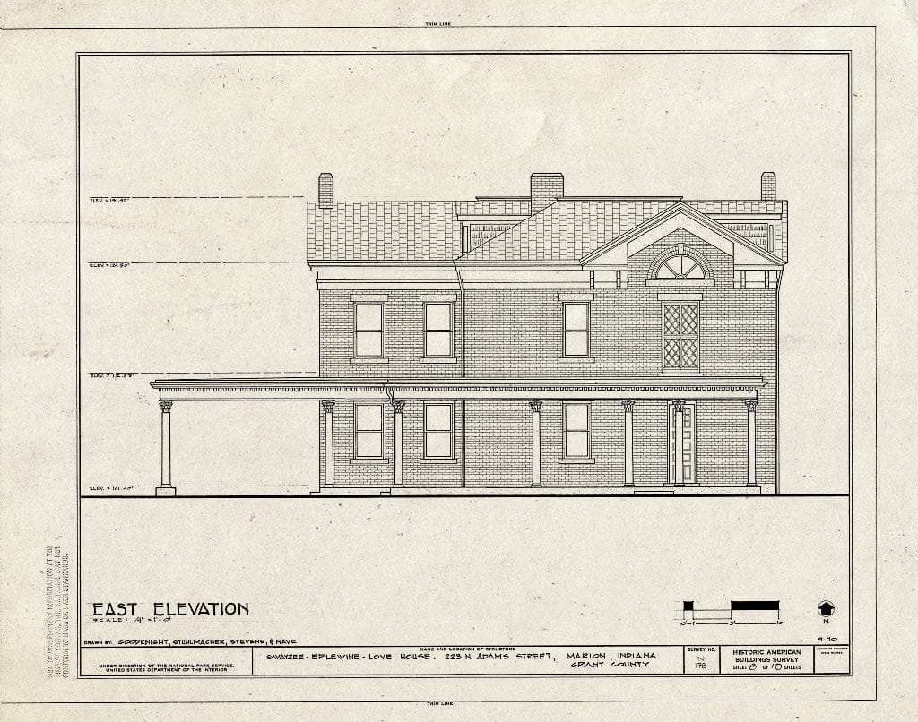 Blueprint HABS IND,27-MAR,1- (Sheet 8 of 10) - Swayzee-Erlewine-Love House, 223 North Adams Street, Marion, Grant County, in