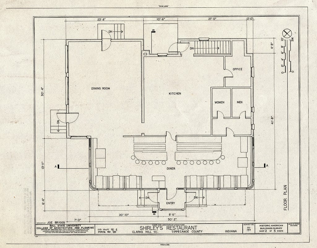 Blueprint HABS IND,79-CLAHI.V,1- (Sheet 2 of 5) - Shirley's Restaurant, U.S. Highway 52 & State Road 28, Clarks Hill, Tippecanoe County, in