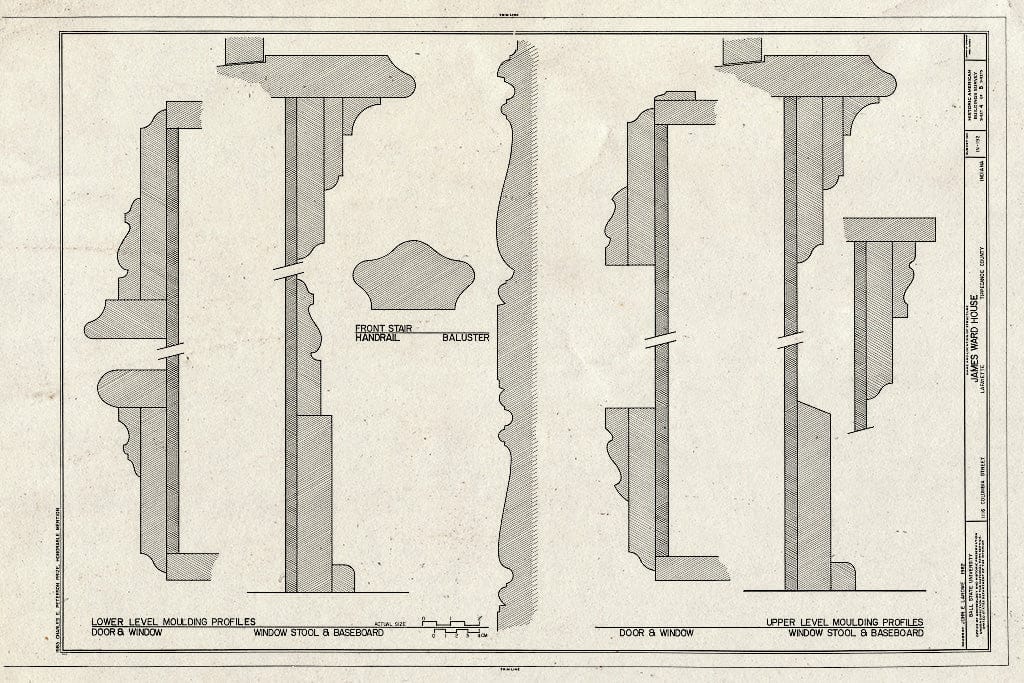 Blueprint HABS IND,79-LAFY,1- (Sheet 4 of 5) - James Ward House, 1116 Columbia Street, Lafayette, Tippecanoe County, in