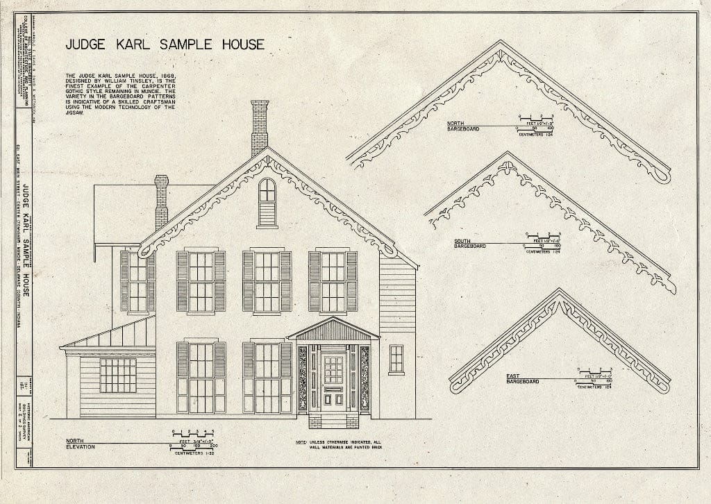 Blueprint HABS IND,18-MUNCI,6- (Sheet 2 of 2) - Judge Karl Sample House, 621 East Main Street, Muncie, Delaware County, in
