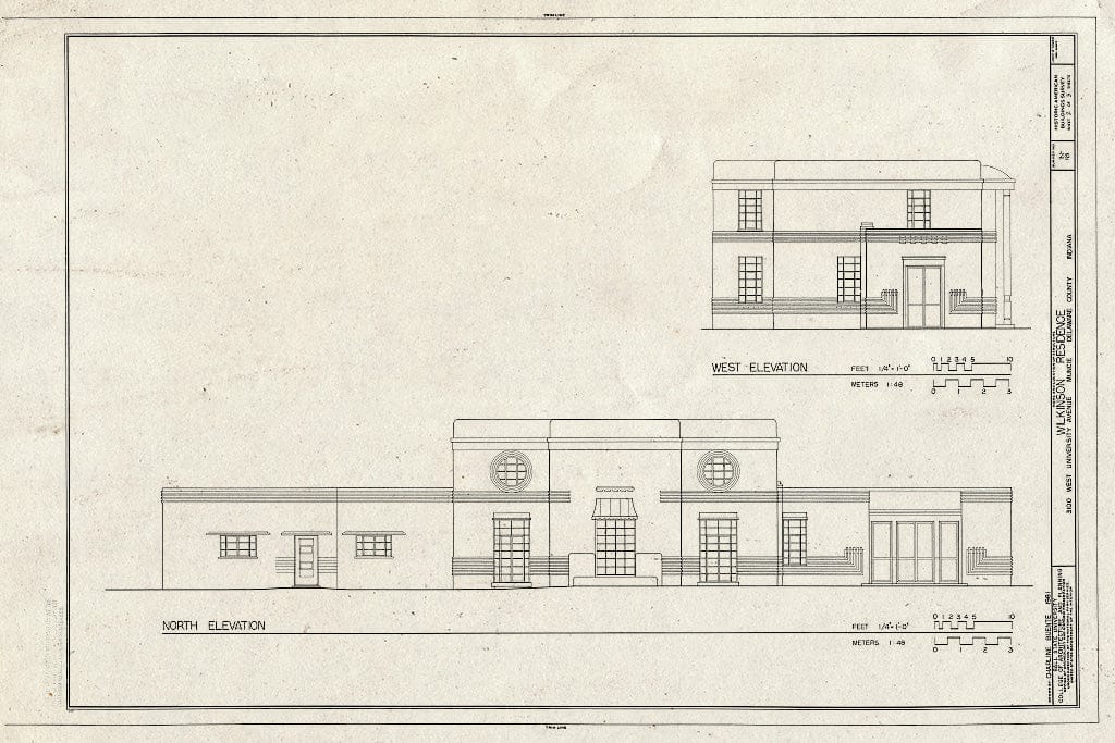 Blueprint HABS in,18-MUNCI,9- (Sheet 2 of 3) - Wilkinson House, 3100 West University Avenue, Muncie, Delaware County, in