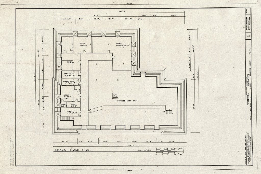 Blueprint HABS IND,18-MUNCI,4- (Sheet 2 of 4) - Federal Building, Charles & High Streets, Muncie, Delaware County, in