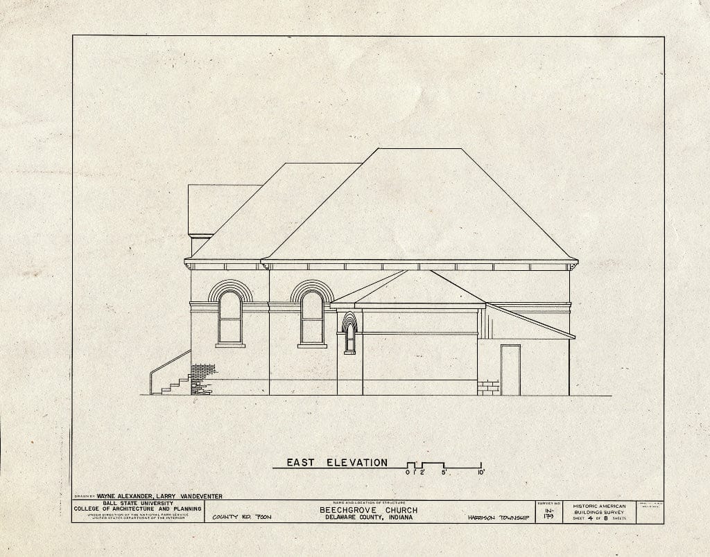 Blueprint HABS IND,18-HARTO,1- (Sheet 4 of 8) - Beechgrove Church, County Road 700 North, Gaston, Delaware County, in