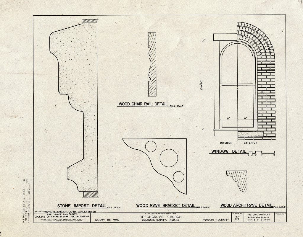 Blueprint HABS IND,18-HARTO,1- (Sheet 8 of 8) - Beechgrove Church, County Road 700 North, Gaston, Delaware County, in