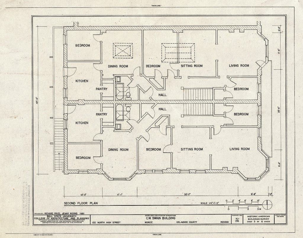 Blueprint HABS IND,18-MUNCI,7- (Sheet 3 of 6) - C. W. Swain Building, 120 North High Street, Muncie, Delaware County, in