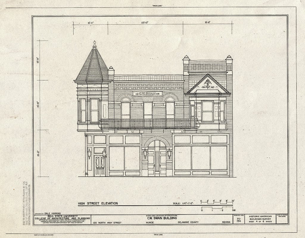 Blueprint HABS IND,18-MUNCI,7- (Sheet 4 of 6) - C. W. Swain Building, 120 North High Street, Muncie, Delaware County, in