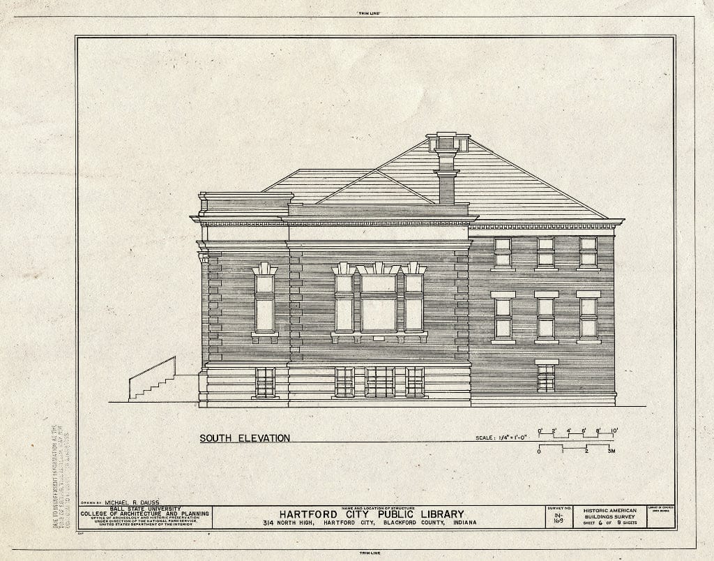 Blueprint HABS IND,5-HARCI,1- (Sheet 6 of 9) - Hartford City Public Library, 314 North High Street, Hartford City, Blackford County, in