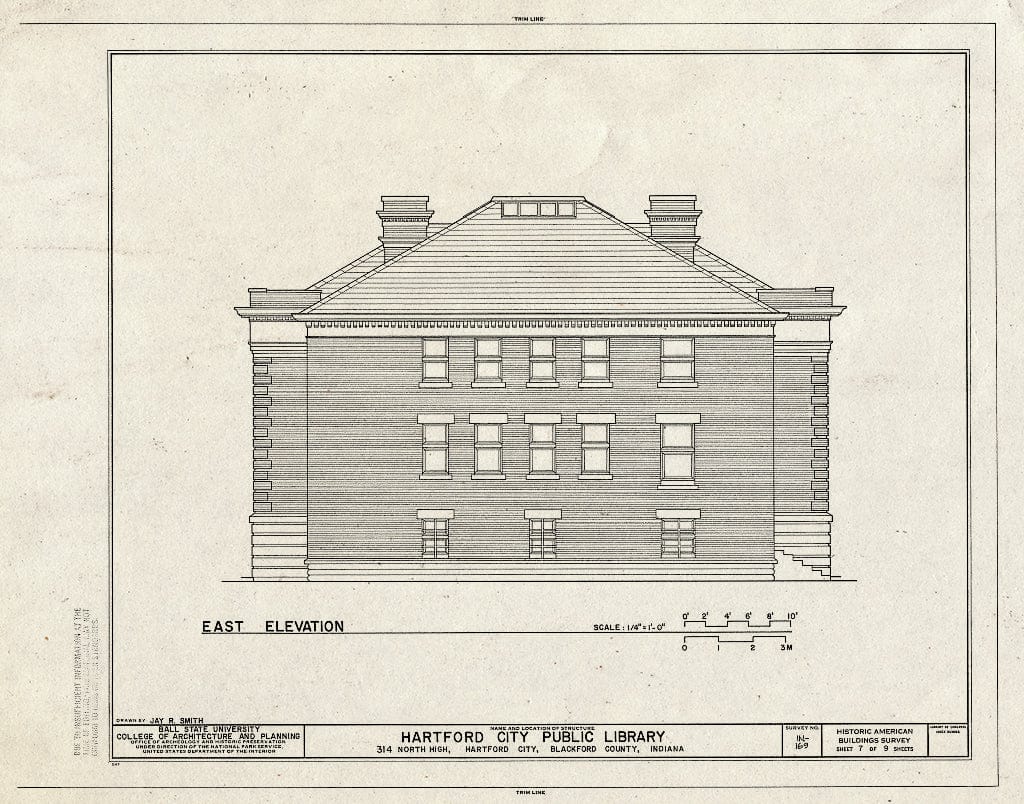 Blueprint HABS IND,5-HARCI,1- (Sheet 7 of 9) - Hartford City Public Library, 314 North High Street, Hartford City, Blackford County, in