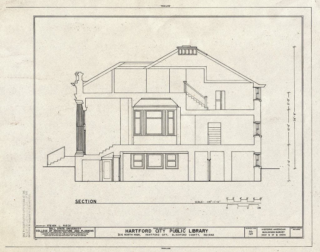 Blueprint HABS IND,5-HARCI,1- (Sheet 9 of 9) - Hartford City Public Library, 314 North High Street, Hartford City, Blackford County, in