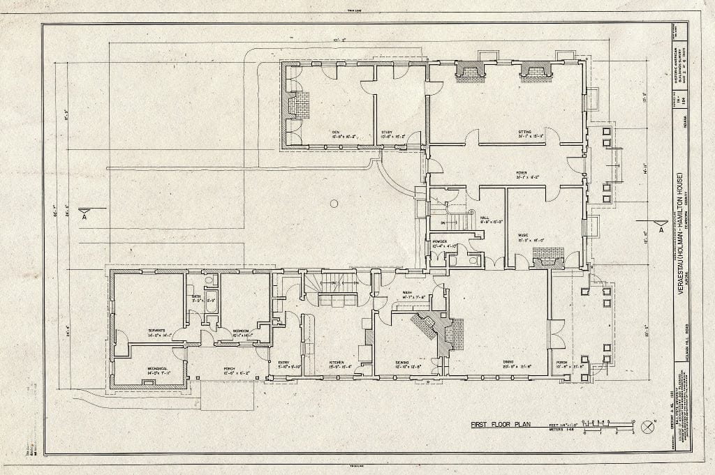 Blueprint HABS IND,15-AUR,1- (Sheet 2 of 6) - Veraestau, Holman Hill Road, Aurora, Dearborn County, in