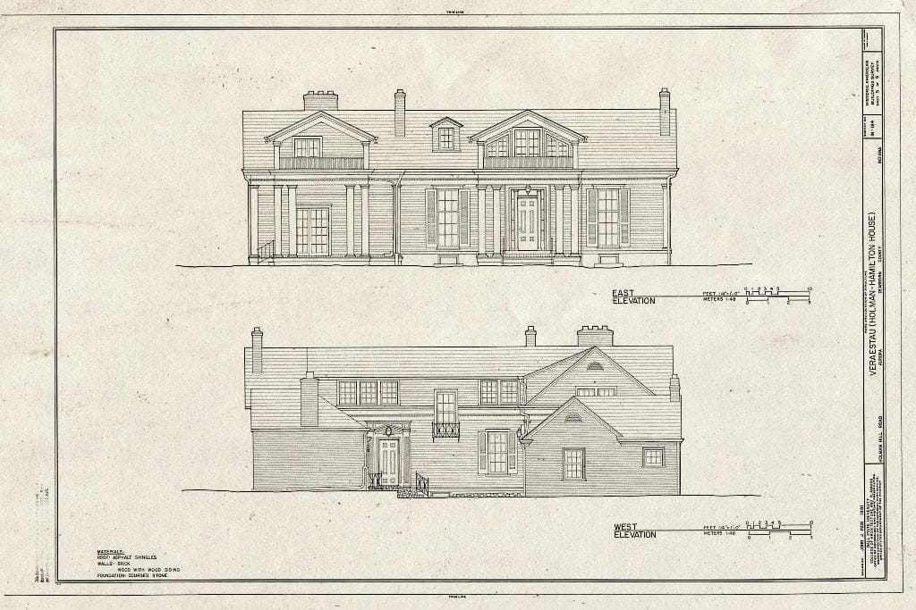 Blueprint HABS IND,15-AUR,1- (Sheet 5 of 6) - Veraestau, Holman Hill Road, Aurora, Dearborn County, in
