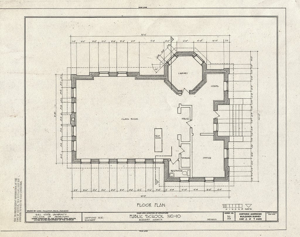 Blueprint HABS IND,20-ELK,5- (Sheet 2 of 7) - Public School No. 10, Hammond Avenue, Elkhart, Elkhart County, in