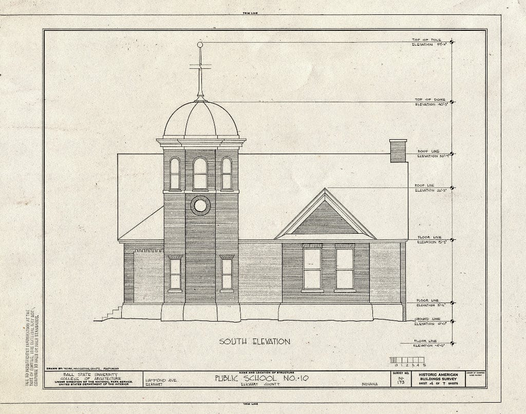 Blueprint HABS IND,20-ELK,5- (Sheet 4 of 7) - Public School No. 10, Hammond Avenue, Elkhart, Elkhart County, in