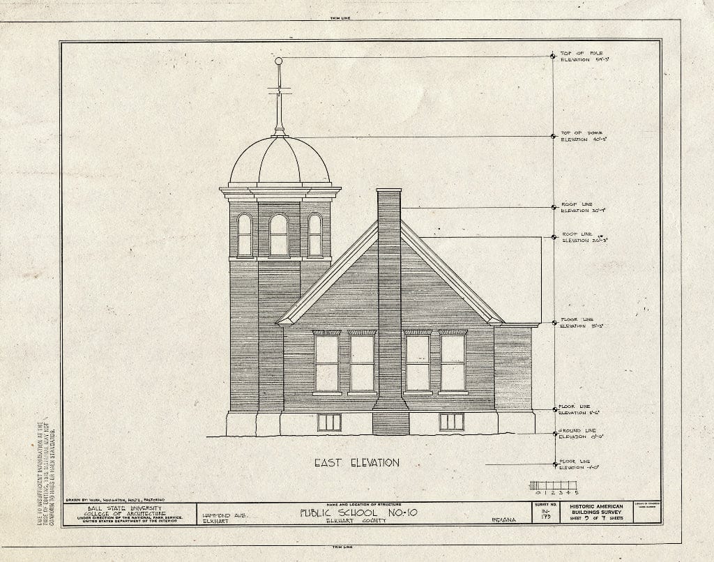 Blueprint HABS IND,20-ELK,5- (Sheet 5 of 7) - Public School No. 10, Hammond Avenue, Elkhart, Elkhart County, in