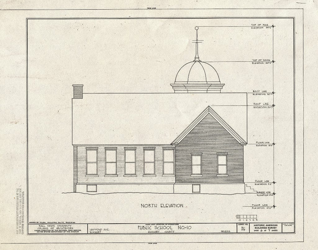 Blueprint HABS IND,20-ELK,5- (Sheet 6 of 7) - Public School No. 10, Hammond Avenue, Elkhart, Elkhart County, in