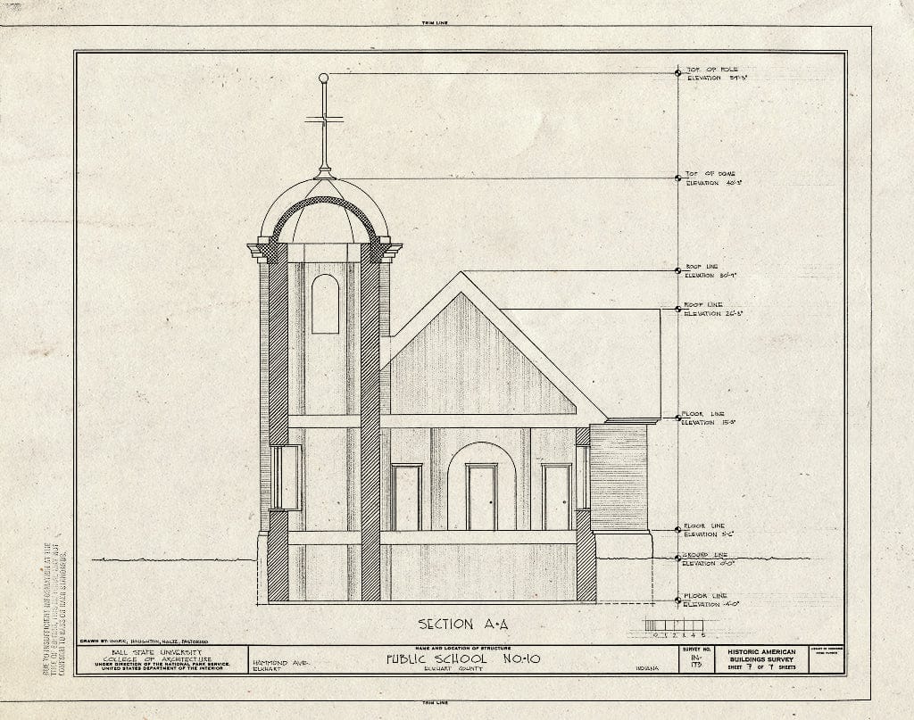 Blueprint HABS IND,20-ELK,5- (Sheet 7 of 7) - Public School No. 10, Hammond Avenue, Elkhart, Elkhart County, in