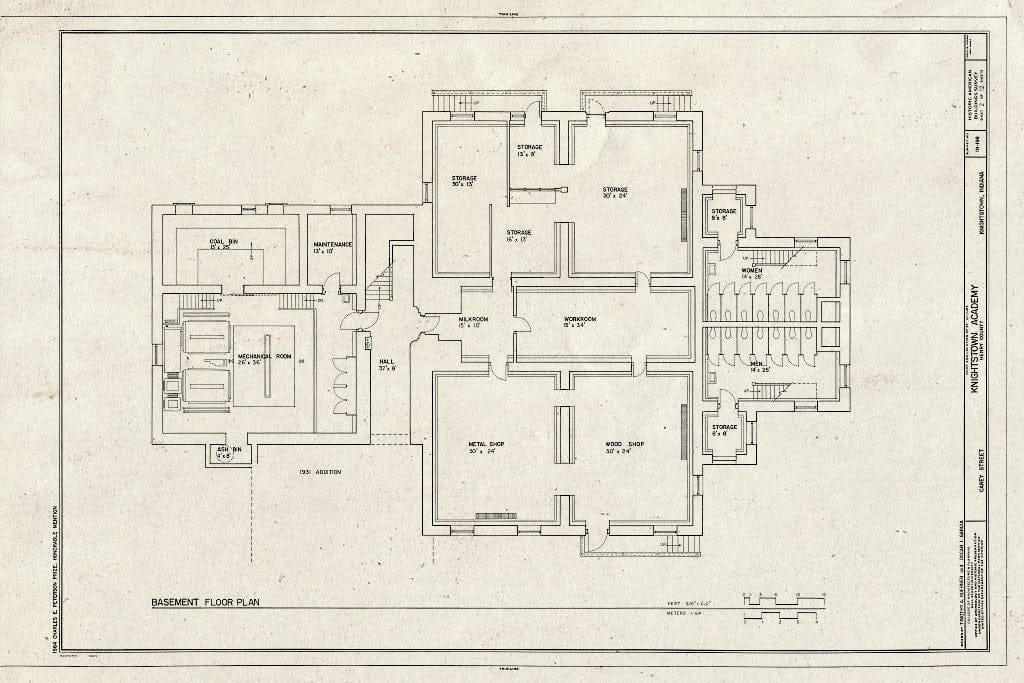 Blueprint HABS IND,33-KNITO,1- (Sheet 2 of 12) - Knightstown Academy, Carey Street, Knightstown, Henry County, in
