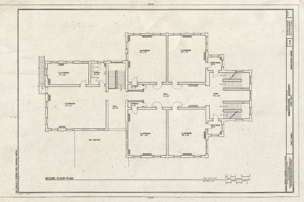Blueprint HABS IND,33-KNITO,1- (Sheet 4 of 12) - Knightstown Academy, Carey Street, Knightstown, Henry County, in