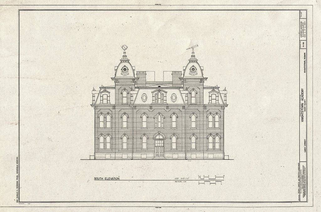 Blueprint HABS IND,33-KNITO,1- (Sheet 6 of 12) - Knightstown Academy, Carey Street, Knightstown, Henry County, in