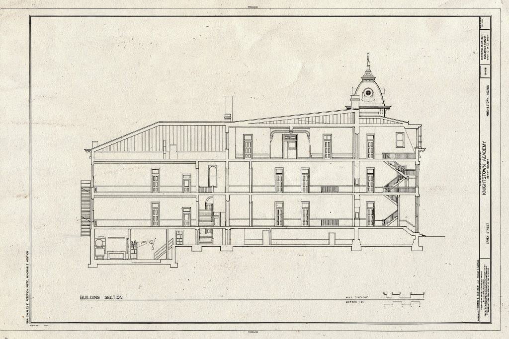 Blueprint HABS IND,33-KNITO,1- (Sheet 10 of 12) - Knightstown Academy, Carey Street, Knightstown, Henry County, in