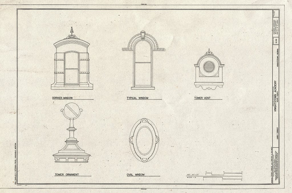 Blueprint HABS IND,33-KNITO,1- (Sheet 12 of 12) - Knightstown Academy, Carey Street, Knightstown, Henry County, in