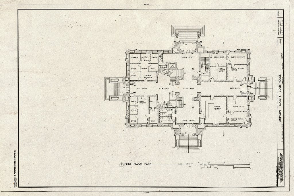 Blueprint HABS IND,41-Frank,1- (Sheet 3 of 13) - Johnson County Courthouse, 5 East Jefferson Street, Franklin, Johnson County, in
