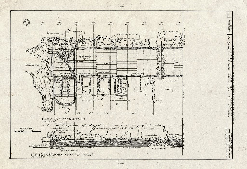 Blueprint HAER IND,2-NEHA.V,1- (Sheet 2 of 4) - Wabash & Erie Canal, Lock No. 2, 8 Miles East of Fort Wayne, Adjacent to U.S. Route 24, New Haven, Allen County, in