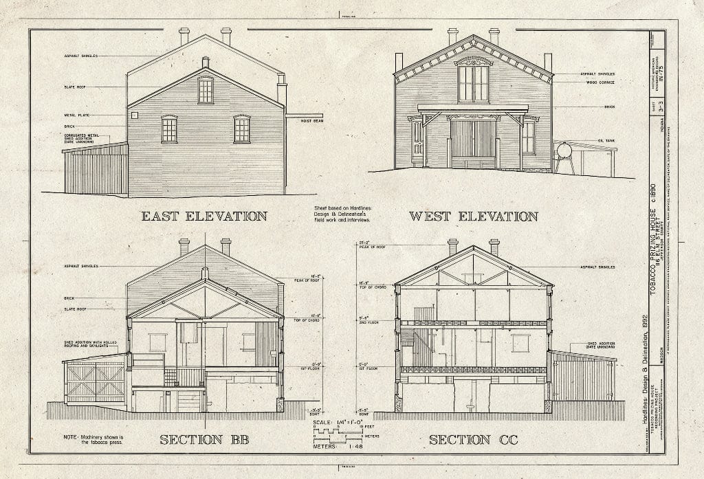 Blueprint HAER IND,39-MAD,50- (Sheet 3 of 3) - Tobacco Prizing House, 116 Elm Street, Madison, Jefferson County, in