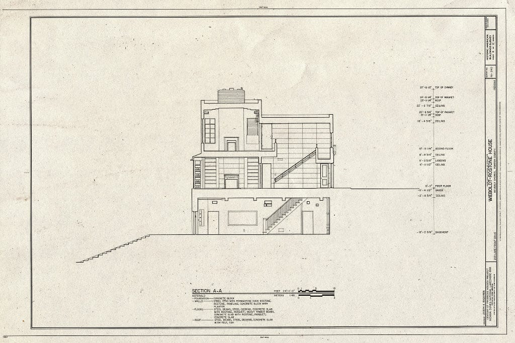 Blueprint HABS IND,64-BEVSH,7- (Sheet 8 of 12) - Wieboldt-Rostone House, 270 Lake Front Drive (Moved from Chicago, IL), Beverly Shores, Porter County, in