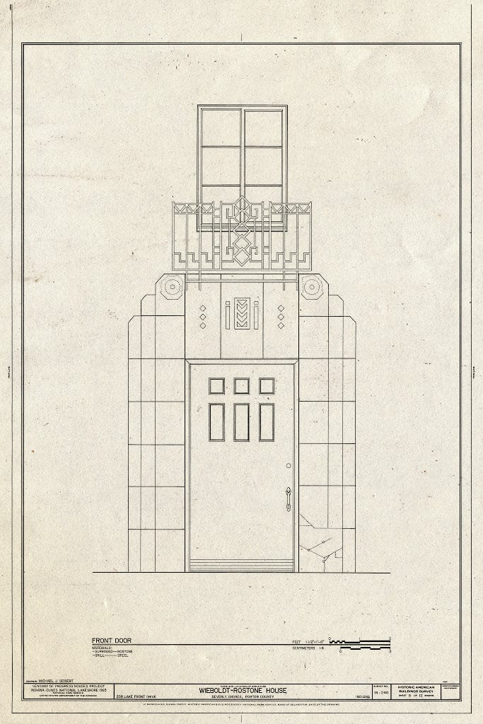 Blueprint HABS IND,64-BEVSH,7- (Sheet 9 of 12) - Wieboldt-Rostone House, 270 Lake Front Drive (Moved from Chicago, IL), Beverly Shores, Porter County, in