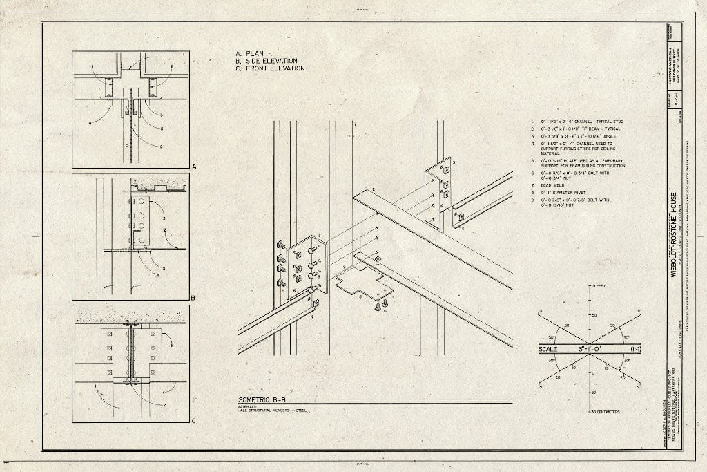 Blueprint HABS IND,64-BEVSH,7- (Sheet 12 of 12) - Wieboldt-Rostone House, 270 Lake Front Drive (Moved from Chicago, IL), Beverly Shores, Porter County, in