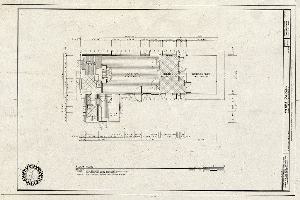 Blueprint HABS IND,64-BEVSH,2- (Sheet 1 of 4) - Cypress Log Cabin, 215 Lake Front Drive (Moved from Chicago, IL), Beverly Shores, Porter County, in