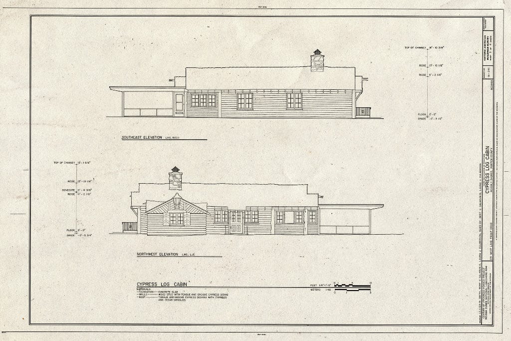 Blueprint HABS IND,64-BEVSH,2- (Sheet 3 of 4) - Cypress Log Cabin, 215 Lake Front Drive (Moved from Chicago, IL), Beverly Shores, Porter County, in