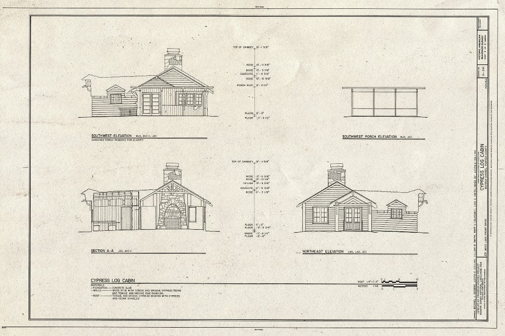Blueprint HABS IND,64-BEVSH,2- (Sheet 4 of 4) - Cypress Log Cabin, 215 Lake Front Drive (Moved from Chicago, IL), Beverly Shores, Porter County, in