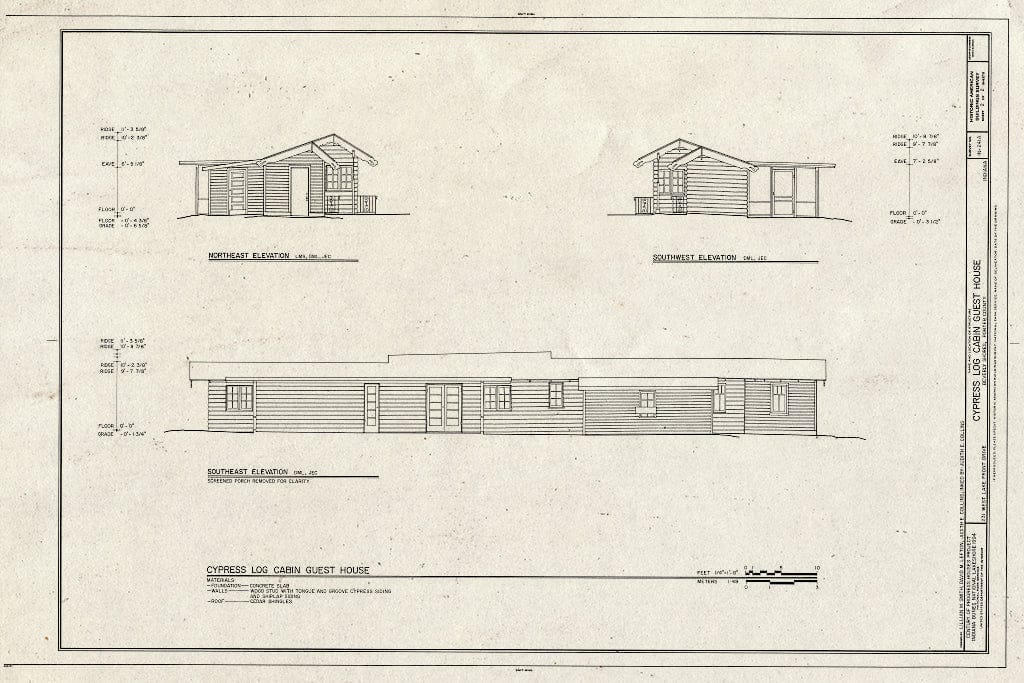Blueprint HABS IND,64-BEVSH,2A- (Sheet 2 of 2) - Cypress Log Cabin, Guest House, 215 Lake Front Drive (Moved from Chicago, IL), Beverly Shores, Porter County, in