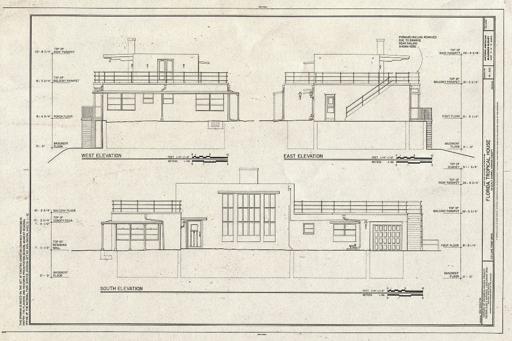 Blueprint HABS IND,64-BEVSH,8- (Sheet 4 of 8) - Florida Tropical House, 250 Lake Front Drive (Moved from Chicago, IL), Beverly Shores, Porter County, in
