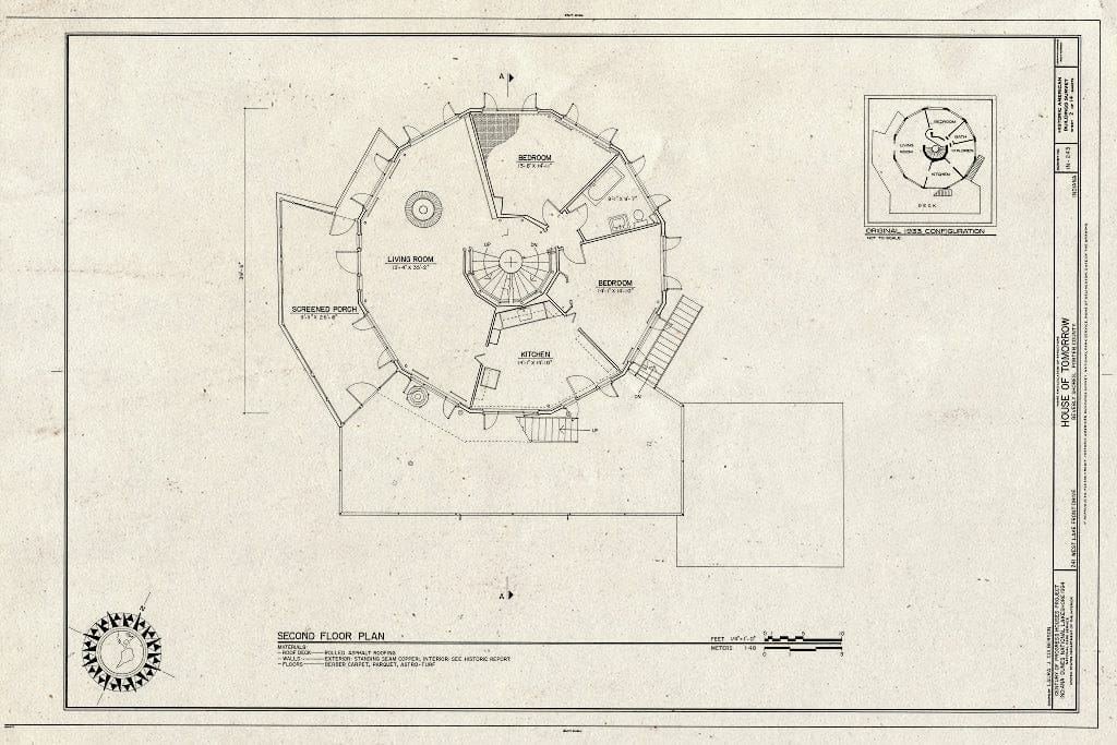 Blueprint HABS IND,64-BEVSH,9- (Sheet 2 of 14) - House of Tomorrow, 241 Lake Front Drive (Moved from Chicago, IL), Beverly Shores, Porter County, in