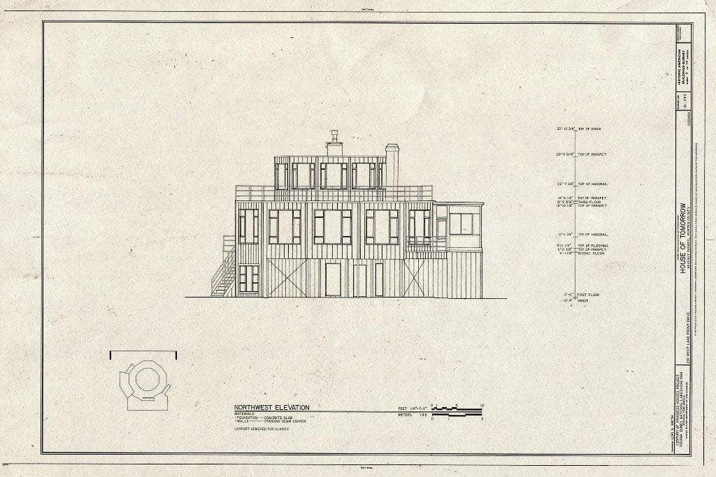Blueprint HABS IND,64-BEVSH,9- (Sheet 5 of 14) - House of Tomorrow, 241 Lake Front Drive (Moved from Chicago, IL), Beverly Shores, Porter County, in