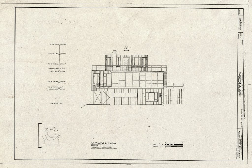 Blueprint HABS IND,64-BEVSH,9- (Sheet 7 of 14) - House of Tomorrow, 241 Lake Front Drive (Moved from Chicago, IL), Beverly Shores, Porter County, in