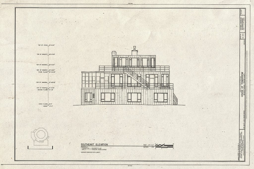 Blueprint HABS IND,64-BEVSH,9- (Sheet 9 of 14) - House of Tomorrow, 241 Lake Front Drive (Moved from Chicago, IL), Beverly Shores, Porter County, in
