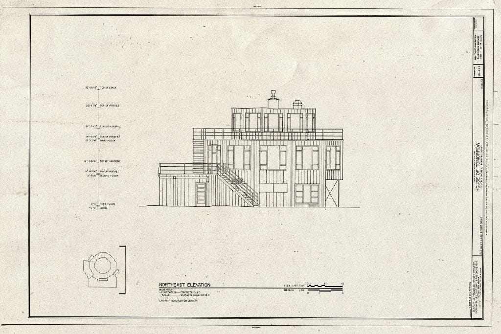 Blueprint HABS IND,64-BEVSH,9- (Sheet 11 of 14) - House of Tomorrow, 241 Lake Front Drive (Moved from Chicago, IL), Beverly Shores, Porter County, in