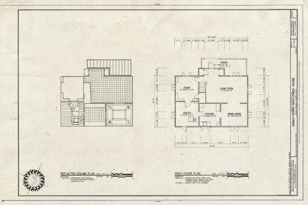 Blueprint HABS IND,64-BEVSH,10- (Sheet 1 of 5) - Armco-Ferro-Mayflower House, 251 Lake Front Drive (Moved from Chicago, IL), Beverly Shores, Porter County, in