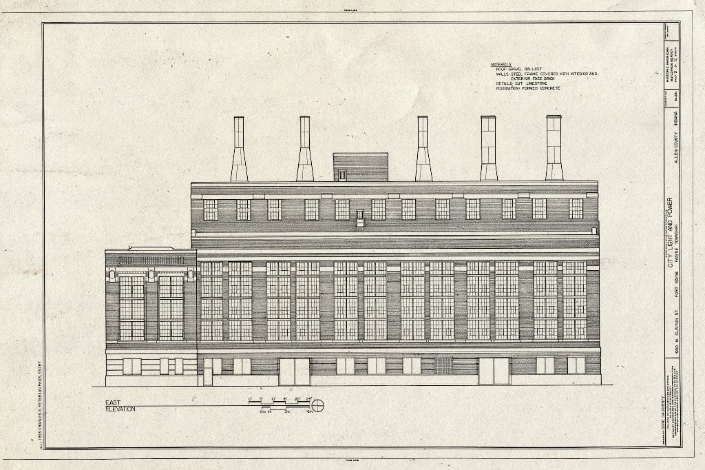 Blueprint HABS IND,2-FOWA,4- (Sheet 9 of 12) - City Light & Power, 1950 North Clinton Street, Fort Wayne, Allen County, in