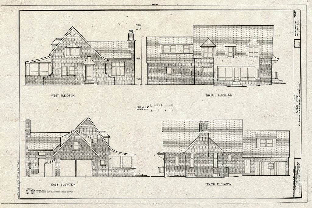 Blueprint HABS IND,18-MUNCI,10- (Sheet 3 of 4) - Mann House, 1020 Warwick Drive, Muncie, Delaware County, in