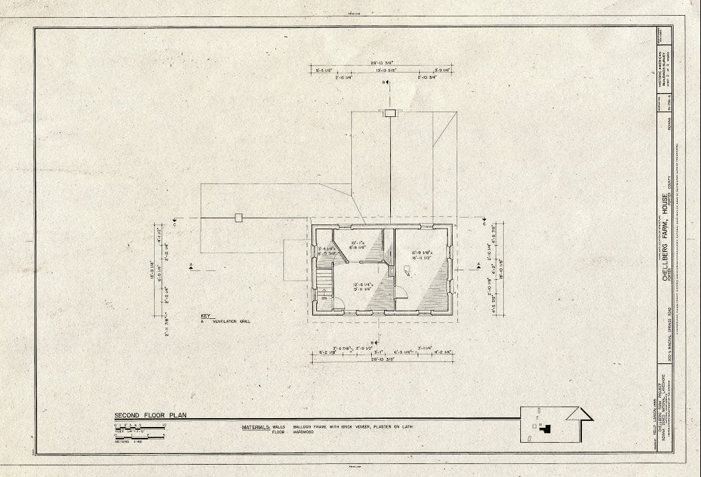 Blueprint HABS IND,64-Port,1A- (Sheet 2 of 9) - Chellberg Farm, House, 900 North Mineral Springs Road, Porter, Porter County, in