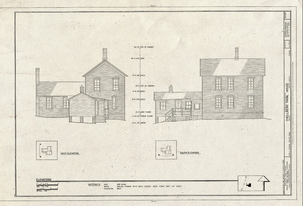 Blueprint HABS IND,64-Port,1A- (Sheet 4 of 9) - Chellberg Farm, House, 900 North Mineral Springs Road, Porter, Porter County, in