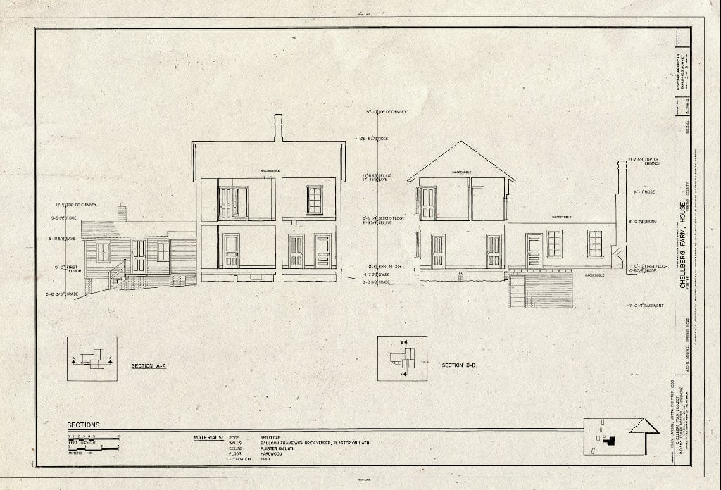 Blueprint HABS IND,64-Port,1A- (Sheet 5 of 9) - Chellberg Farm, House, 900 North Mineral Springs Road, Porter, Porter County, in