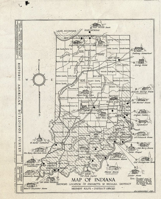 Blueprint HABS IND,49-IND,44- (Sheet 2 of 2) - Map of Indiana, Indianapolis, Marion County, in
