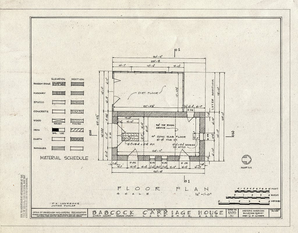 Blueprint HABS KANS,23-LAWR,3- (Sheet 2 of 6) - Babcock Carriage House, Given Court, Lawrence, Douglas County, KS