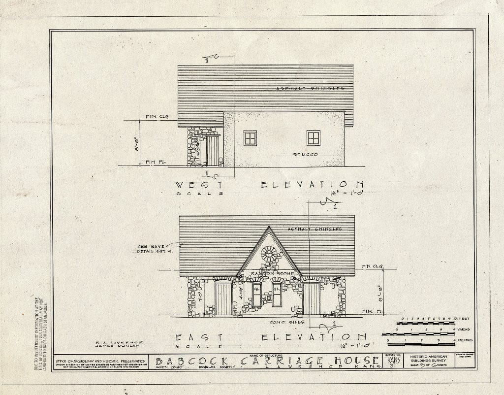 Blueprint HABS KANS,23-LAWR,3- (Sheet 3 of 6) - Babcock Carriage House, Given Court, Lawrence, Douglas County, KS